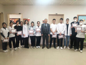 Yerköy Devlet Hastanesi’nde, Staj Yapan Öğrencilere Teşekkür Belgesi