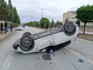 Yerköy’de takla atan otomobil minibüse çarpışarak durdu: 4 yaralı