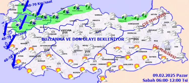 Meteoroloji Genel Müdürlüğü tarafından yapılan tahminlere göre ülkemiz genelinin parçalı