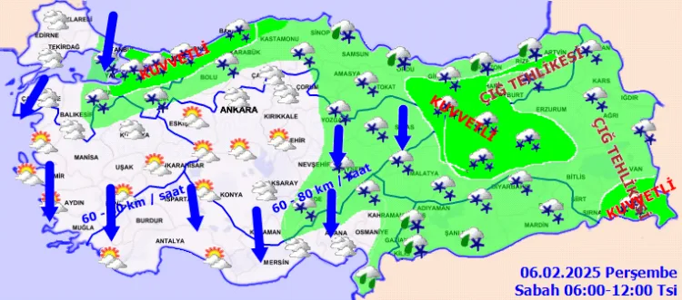 Beklenen karın yurda gelmesiyle birlikte ani sıcaklık düşüşü yaşandı. Kuvvetli