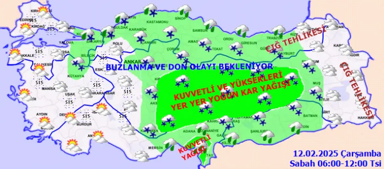 Soğuk havanın yanı sıra kuvvetli uyarılarla dolu meteorolojik olayların yaşanmasının