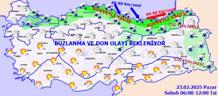 Meteoroloji’nin tahminlere göre yurdun kuzey, iç ve doğu kesimlerinin parçalı