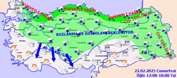 Meteoroloji’ye göre ülke genelinde kar ve karla karışık yağmur bekleniyor.