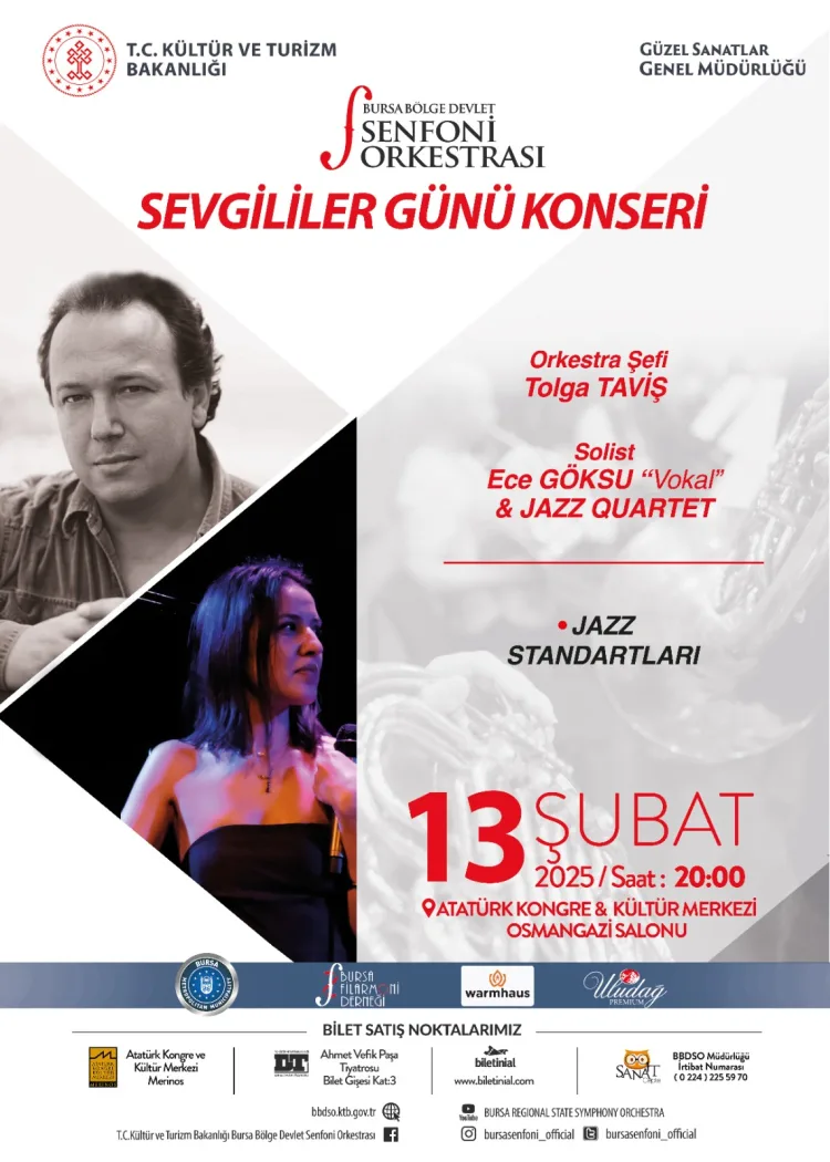 Bursa Bölge Devlet Senfoni Orkestrası, Sevgililer Günü’ne yönelik hazırladığı konser