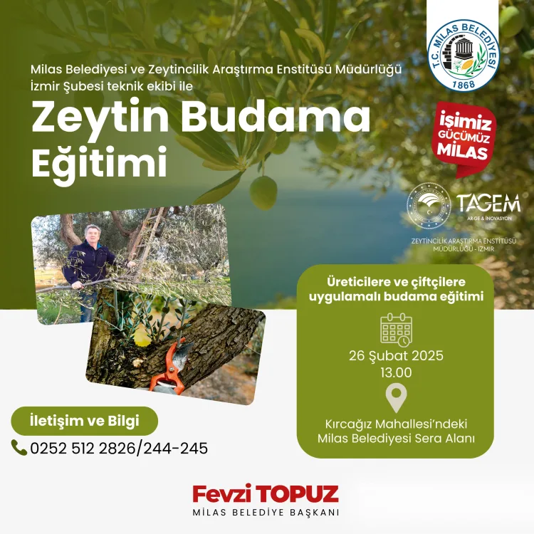 Muğla Milas Belediyesi ve Zeytincilik Araştırma Enstitüsü Bornova-İzmir Şubesi’nin teknik