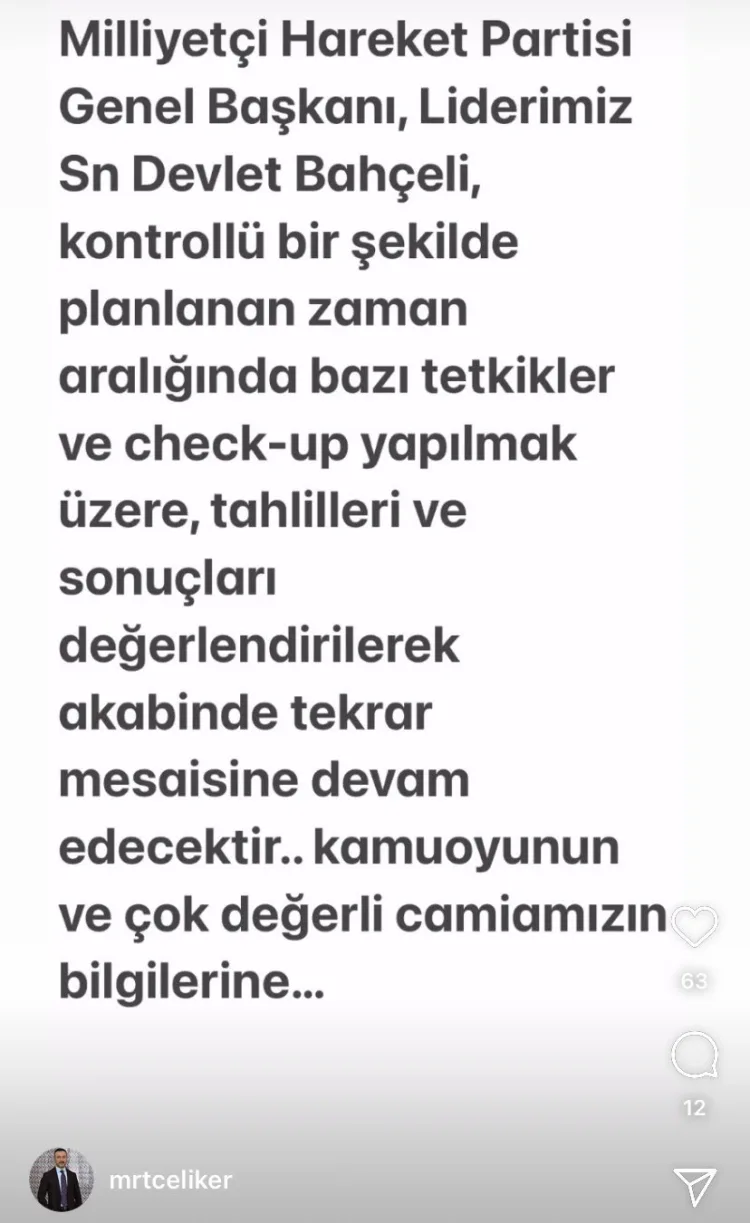 MHP Genel Merkezi, Genel Başkan Devlet Bahçeli’nin ‘hastaneye kaldırıldığı’ iddialarıyla