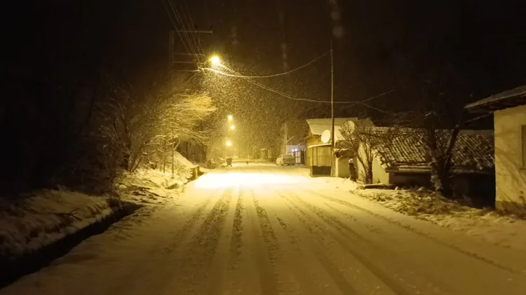 Bilecik’in Pazaryeri ilçesinde akşam saatleri başlayan kar yağışı etkili oluyor.