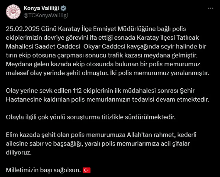 Konya Karatay İlçe Emniyet Müdürlüğü’ne bağlı polis ekiplerinin devriye görevini