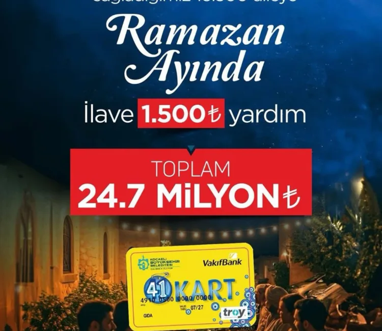 Kocaeli Büyükşehir Belediyesi, 41 kart üzerinden ihtiyaç sahibi ailelere yaptığı