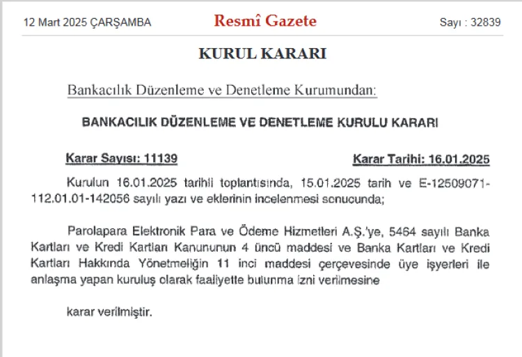 BDDK, yeni bir elektronik para ve ödeme hizmetleri şirketine faaliyet