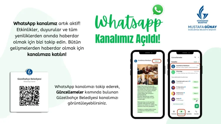 İzmir Güzelbahçe Belediyesi, WhatsApp Kanalı hizmete başladı. WhatsApp’da kanal açan